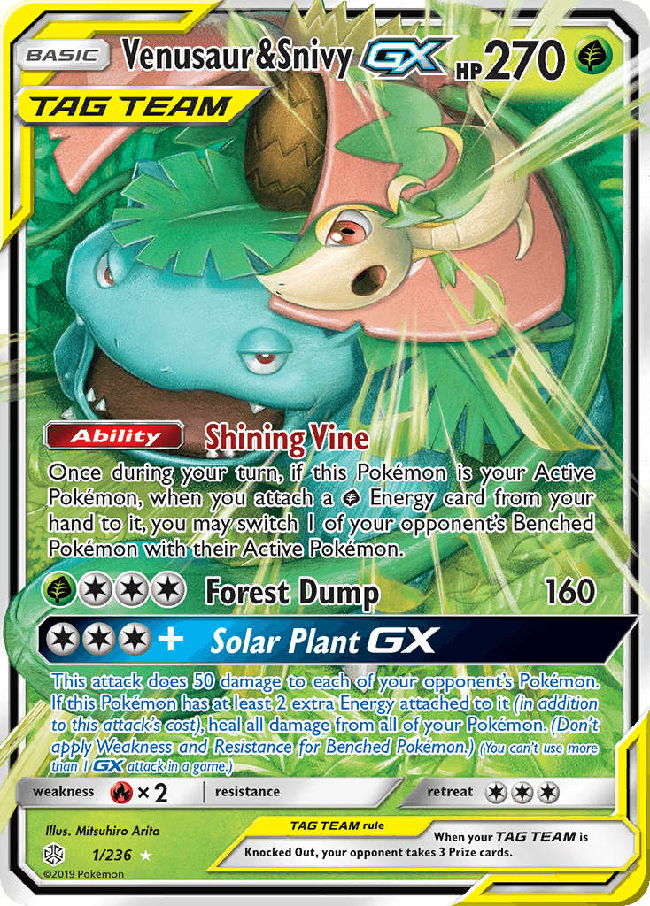 Venusaur & Snivy-GX card